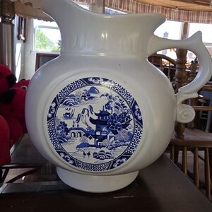 Elegant Blue and White Ceramic Pitcher